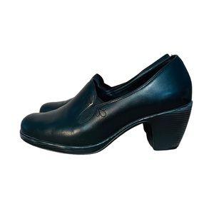 DANSKO Beth Comfort Heels ~ Black Leather Round Toe ~ Size 39/8.5-9